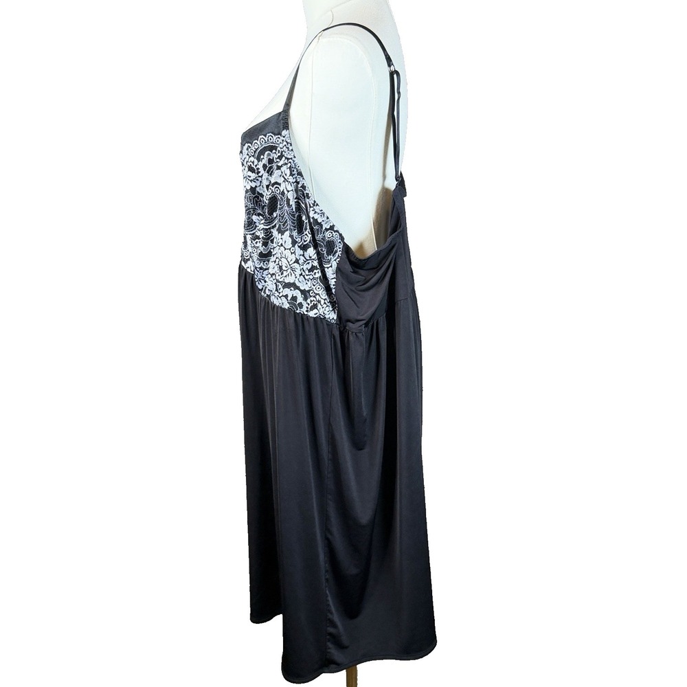 3X Delta Burke Vintage Black Flora Lace Babydoll Lingerie Nightie Chemise Slip - Picture 6 of 11
